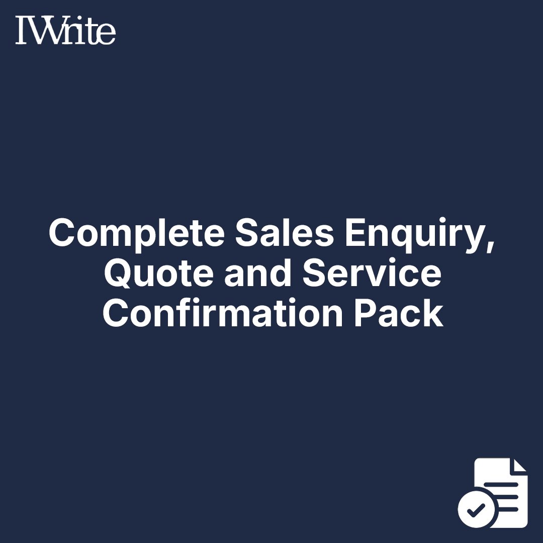 Complete Sales Enquiry, Quote and Service Confirmation Pack
