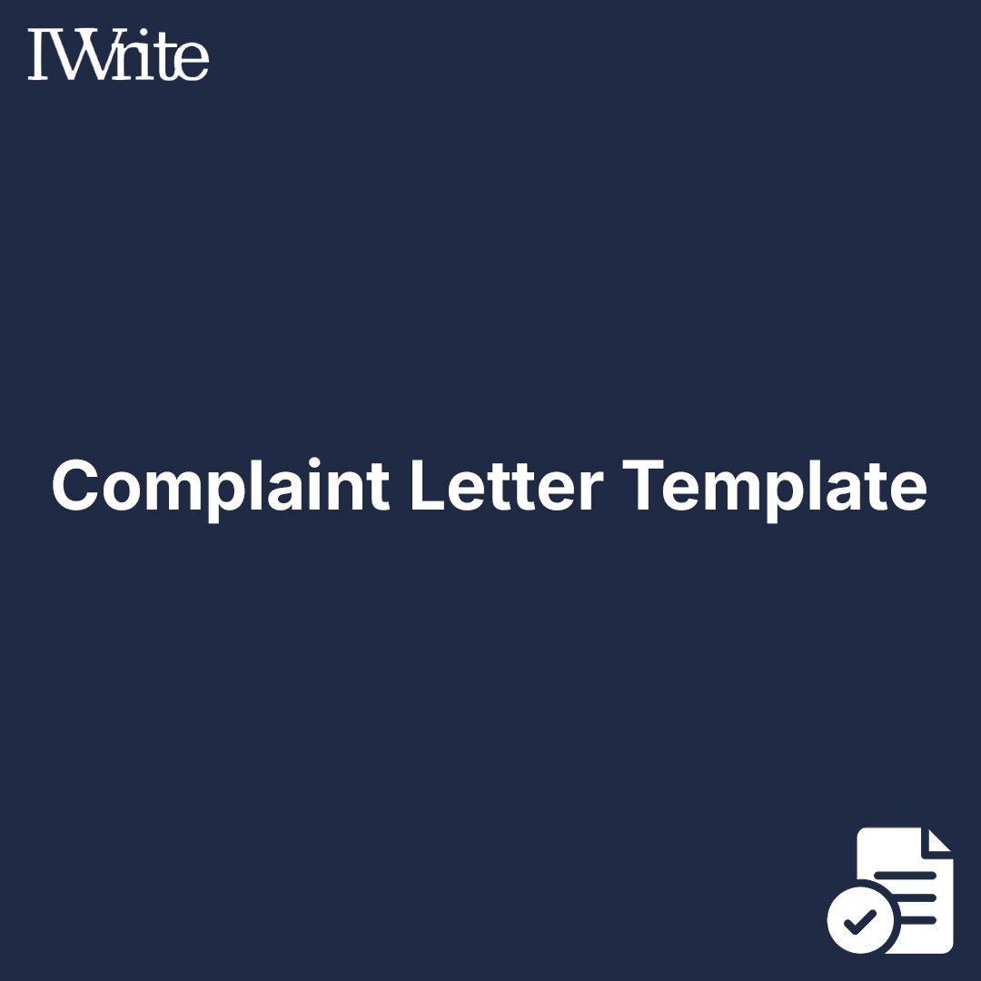 Complaint Letter Template